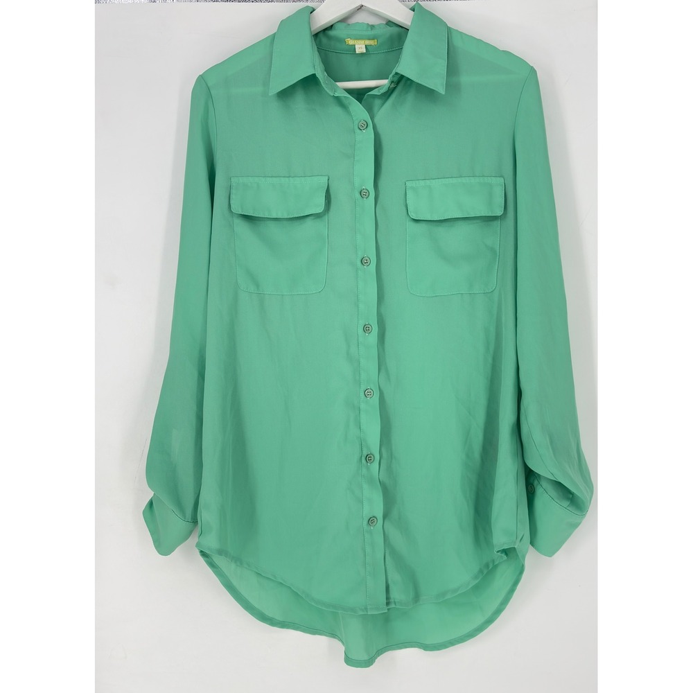 Gianni Bini XS Green Long Sleeve Button Down Shirt with Pockets Size XSmall‎